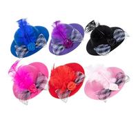 ETHZZLE 6Pcs Adjustable Lace Decorative Chicken Hats for Pet Hens and Parrots Adorable Elegant Mini Bird Accessories in Blue Pink Black Red Purple Party and Holiday Wear