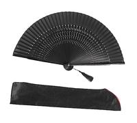 ETHZZLE Antiquities Dance Folding Fan with Rose Hollow Black Pattern Handheld Craft Fan for Home Decor and Gift Vintage Style Chinese Inspired for Family Friends Co Workers