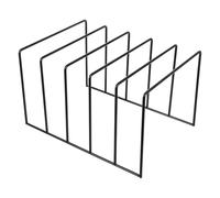 ETHZZLE Black Large Vinyl Record Display Rack with Smooth Polished Iron Finish Multi-function Desktop Organizer for Books Magazines Cds and Records Modern Classic Storage Stand for Home