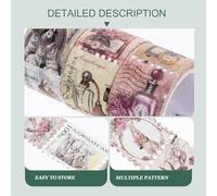 ETHZZLE DIY Craft Stamp Decals 3 Rolls, Vintage Adhesive Washi Tapes for Planner, Journal and Card Decoration, 25Mm X 5M Random Style