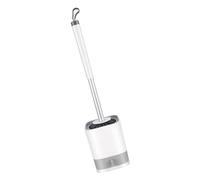 ETHZZLE Hanging Toilet Brush with Soft Silicone Bristles and Long Handle Grey White Bathroom Cleaning Accessory with Palm Fitting Grip and Convenient Base Holder for Thorough Scratch