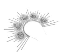 ETHZZLE Headband Headband Small Festival Goddess Headpiece for Women Fashion Guest Floral Headpiece Curly Hair Thick Bow Hair Accessories for Female Headdress Silver Plastic