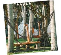 ETHZZLE Nylon Rope Hanging Bed Mesh Hammock with Tree Straps for Outdoor Camping Dorm Patio Lightweight Portable Swing Bed for Adults and Quick Setup Garden Furniture Accessory