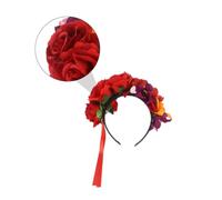 ETHZZLE Orchid Rose Flower Headband with Effect Festival Floral Hair Band for Halloween Party Stylish Boho Crown Hair Wreath for Women Cosplay and Holiday Celebrations