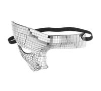 ETHZZLE Silver Disco Mask with Glitter Mirrored Surface Reflective Half Face Cover for Halloween Party Masquerade Ball Carnival Lightweight Comfortable Fit for Adults