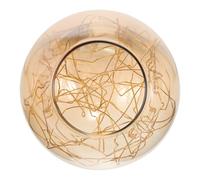 ETHZZLE Spherical Glass Lamp Shade Amber with Gold Curved Wire Large Mouth Replacement Lampshade for Pendant Lights Easy Install Warm Diffused Light Fixture Cover