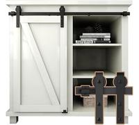 ETIASQSA 122cm/4FT Super Mini Sliding Barn Door Cabinet Hardware Kit for Single Door TV Stands Small Cabinets, J-Shaped Hanger Black