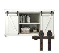 ETIASQSA 152cm/5FT Super Mini Sliding Barn Door Cabinet Hardware Kit for Double Door TV Stands Small Cabinets, J-Shaped Hanger
