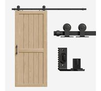 ETIASQSA 182 cm / 6 ft Modern Black Sliding Door System, Complete Set with Aluminium Rail, Wheels, Adjustable Floor Guide, Suitable for Various Rooms