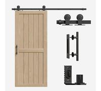 ETIASQSA 182 cm / 6 ft Modern Black Sliding Door System, Complete Set with Aluminium Rail, Wheels, Adjustable Floor Guide, Suitable for Various Rooms