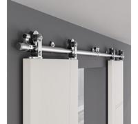 ETIASQSA 426CM/14FT Rail Sliding Barn Door Hardware Kit Stainless Steel Track Roller Accessory for Double Door(T)