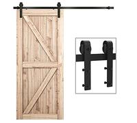 ETIASQSA 6FT/183CM Barn Door Hardware Kit, Sliding Door Track Barn Door Hardware Kit Closet Rail Roller Heavy Duty Wood Doors Hardware
