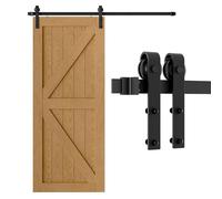 ETIASQSA 6FT/183CM Barn Door Hardware Kit, Sliding Door Track Barn Door Hardware Kit Closet Rail Roller Heavy Duty Wood Doors Hardware