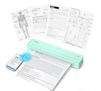 ETIKEZ D90E Portable Thermal Printer A4 Inkless Wireless Travel, Dark Cyan | USB link, fits 8.5×11 A4 thermal paper, inkless printer tech, works with phones & laptops, for home car office school use