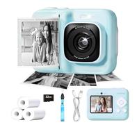 ETIKEZ Kids Camera, 1080P Instant Digital Print Camera for Kids, Christmas Birthday Gifts for 4 5 6 7 8 9 10 Year Old Girls Boys, Portable Toy with 32GB SD Card & 3 Rolls Printing Paper, Blue