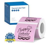 ETIKEZ Thermal Label for PM260 Printer, 2'' (50x50mm) Thermal Tape, Waterproof, Multi-Purpose Label, 1 Roll of 150 Self-Adhesive Thermal Paper (Pink)