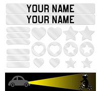 ETIKIDS Reflective Bike Name Stickers - 38 Custom Reflective Vinyl Stickers for Bicycle, Scooters, Skateboards, Helmets and Accessories (Shapes)