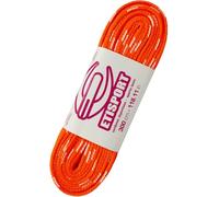 ETISPORT Pair of professional flat laces, for hockey, ice boots, line on wheels. Resistant. Length 3 m - 118in each. (Neon Orange- White Studs)
