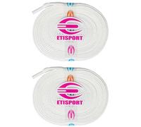 ETISPORT Pair of professional flat laces, for hockey, ice boots, line on wheels. Resistant. Length 3 m - 118in each. (Smooth White)