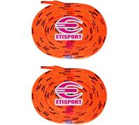 ETISPORT Pair of professional flat laces, for hockey, ice boots, line on wheels. Resistant. Length 3 m - 118in each. (Neon Orange)