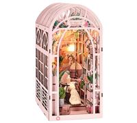 ETKVR Book Nook Kit, DIY 3D Wooden Puzzle Bookend Booknook Miniature Doullhouse Kit for Bookshelf Decoration, DIY Model Insert Alley Book Nook Kits for Adults - Mini Greenhouse
