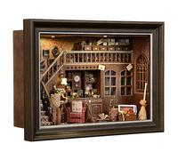 ETKVR Book Nook Kit, Picture Frame Booknook, 3D Wooden Puzzle for Adult | Wall Mounted Model Diorama with Dust Cover, DIY Miniature Dollhouse for Home Bookshelf Decoration - Secret Attic