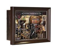 ETKVR Book Nook Kit, Picture Frame Booknook, Wall Mounted Miniature Dollhouse Kit, DIY 3D Wooden Puzzle for Home Bookshelf Decoration - Hunting Werewolves