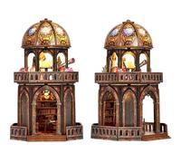 ETKVR Book Nook Mini House Kit, DIY Miniature Dollhouse Booknook for Adults, 3D Puzzle Bookend Bookshelf Insert Decor, Tiny Stargazing Tower Observatory, Gift for Family and Friends