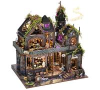 ETKVR Miniature Dollhouse Kit, DIY Mini House Kit for Adult, 3D Wooden Puzzle Book Nook Kit with Music Box, Diorama Building Bookshelf Decor Gifts for Family Friends - - Magic Castle