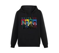 EtLin Westlife Topss M003 Singer (Front Printed) Long Sleeve Heavy Loose Board Pullover Hooded Hoodie Fluffy Men Size XL Black