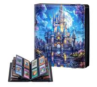 ETLKJVBL 4 Pocket Trading Card Binder, Card Collection Binder for TCG, MTG, Sports Cards, Baseball, Disney Castle in Moonlight Surrounded Trading Card Book Holder for Collectors, Top Loader Binder