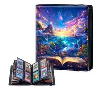 ETLKJVBL 4 Pocket Trading Card Binder, Card Collection Binder for TCG, MTG, Sports Cards, Baseball, Open Book with an Enchanting World Trading Card Book Holder for Collectors, Top Loader Binder
