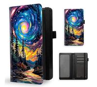 ETLKJVBL Checkbook Cover for Men and Women, RFID Blocking Checkbook Holder, Wallet, Stylish Leather Checkbook Covers for Personal Checkbook-9, Starry Sky, Colorful Aurora, Modern