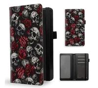 ETLKJVBL Checkbook Cover for Men and Women, RFID Blocking Checkbook Holder, Wallet, Stylish Leather Checkbook Covers for Personal Checkbook-9, Skulls and Roses Modern, Skulls and roses., Modern