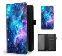 ETLKJVBL Checkbook Cover for Men and Women, RFID Blocking Checkbook Holder, Wallet, Stylish Leather Checkbook Covers for Personal Checkbook-5, Galaxy Colors Stars, Modern