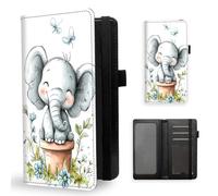 ETLKJVBL Checkbook Cover for Men and Women, RFID Blocking Checkbook Holder, Wallet, Stylish Leather Checkbook Covers for Personal Checkbook-6, Cute Smiling Elephant Modern, Cute smiling elephant