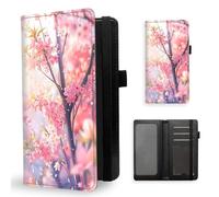 ETLKJVBL Checkbook Cover for Men Women RFID Blocking Checkbook Holder Wallet Stylish Leather Checkbook Covers for Personal Checkbook 10 Pink Cherry Blossom Modern