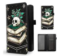 ETLKJVBL Checkbook Cover for Men Women RFID Blocking Checkbook Holder Wallet Stylish Leather Checkbook Covers for Personal Checkbook 10 Magic Books and Skeletons Modern