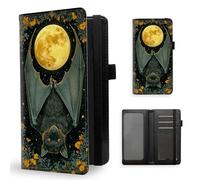 ETLKJVBL Checkbook Cover for Men & Women, Stylish Leather Checkbook Holder Wallet, Rfid Blocking Check Book Cover-38, Bat Hanging Under Golden Moon, Contemporary
