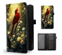 ETLKJVBL Checkbook Cover for Men & Women, Stylish Leather Checkbook Holder Wallet, Rfid Blocking Check Book Cover-40, Red Cardinal Bird In A Sunlit Forest, Contemporary