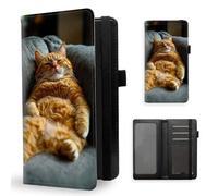 ETLKJVBL Checkbook Cover for Men & Women, Stylish Leather Checkbook Holder Wallet, Rfid Blocking Check Book Cover-37, Ginger Cat Relaxing on Sofa, Contemporary