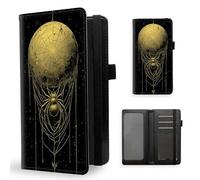 ETLKJVBL Checkbook Cover for Men & Women, Stylish Leather Checkbook Holder Wallet, Rfid Blocking Check Book Cover-48, Golden Spider Webbing Over the Moon, Contemporary