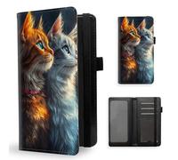 ETLKJVBL Checkbook Cover for Men & Women, Stylish Leather Checkbook Holder Wallet, Rfid Blocking Check Book Cover-41, Two Cats Gazing At Starry Sky, Contemporary