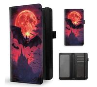 ETLKJVBL Checkbook Cover for Men & Women, Stylish Leather Checkbook Holder Wallet, Rfid Blocking Check Book Cover-41, Bats Swarming Under Blood Red Moon, Contemporary