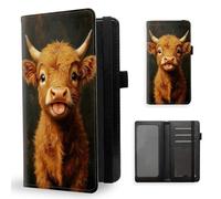 ETLKJVBL Checkbook Cover for Men & Women, Stylish Leather Checkbook Holder Wallet, Rfid Blocking Check Book Cover-43, Happy Highland Calf Portrait, Contemporary
