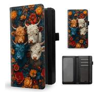 ETLKJVBL Checkbook Cover for Men & Women, Stylish Leather Checkbook Holder Wallet, Rfid Blocking Check Book Cover-40, Highland Cattle Surrounded By Blooms, Contemporary