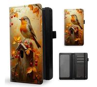 ETLKJVBL Checkbook Cover for Men & Women, Stylish Leather Checkbook Holder Wallet, Rfid Blocking Check Book Cover-43, Robin On Birdhouse With Red Berries, Contemporary