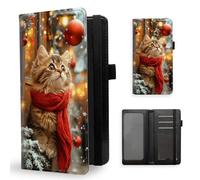 ETLKJVBL Checkbook Cover for Men & Women, Stylish Leather Checkbook Holder Wallet, Rfid Blocking Check Book Cover-37, Kitten with Red Scarf, Contemporary