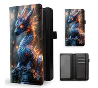 ETLKJVBL Checkbook Cover for Men & Women, Stylish Leather Checkbook Holder Wallet, Rfid Blocking Check Book Cover-49, Blue Dragon in Forest, Contemporary