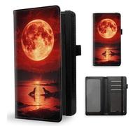 ETLKJVBL Checkbook Cover for Men & Women, Stylish Leather Checkbook Holder Wallet, Rfid Blocking Check Book Cover-46, Wolves Howling At Red Moon By The Lake, Contemporary